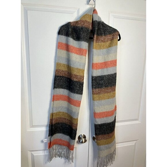 Veni Vidi Vici Scarf Stripe Wool Blend Long Fringed Winter Made in Italy - Picture 2 of 6